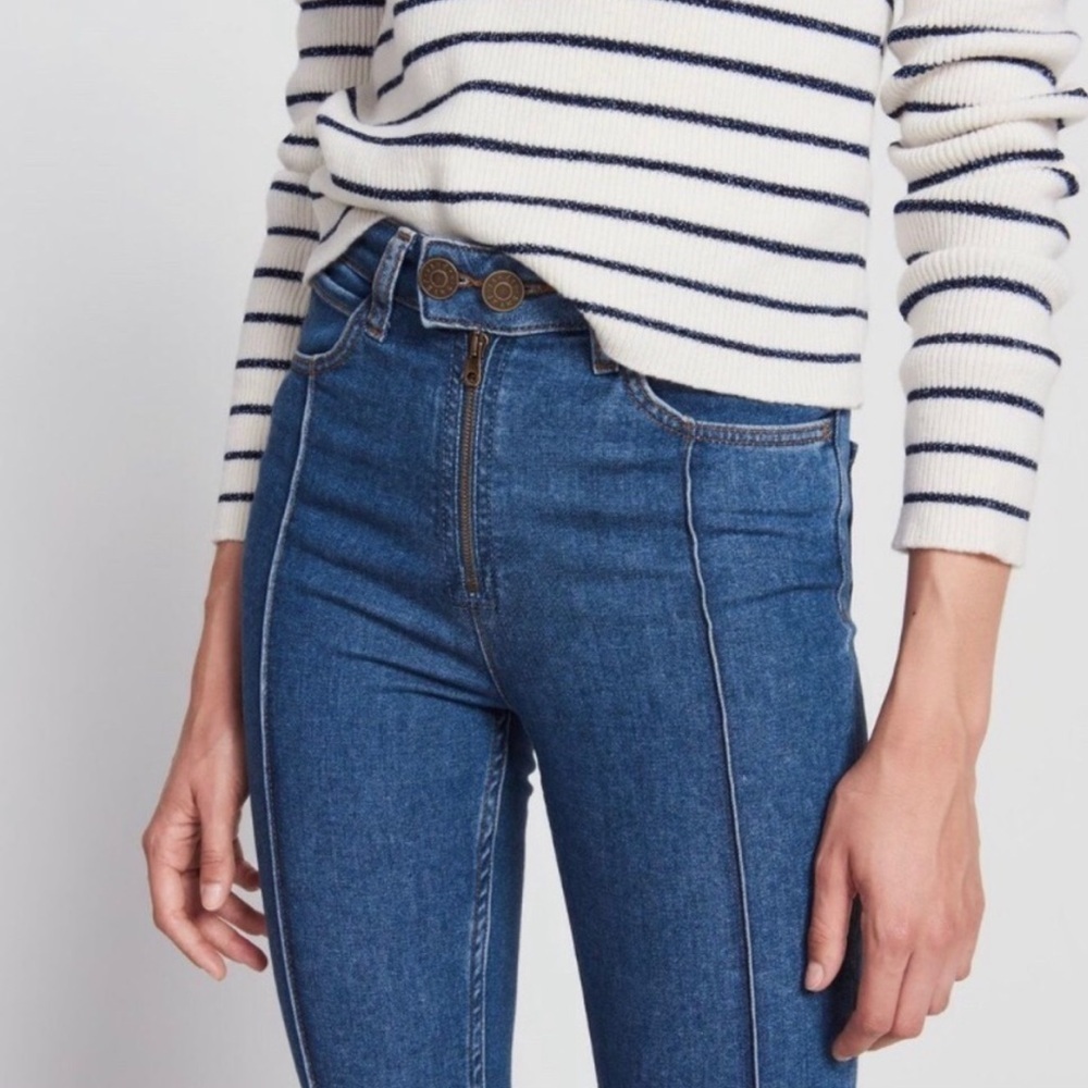 Sandro High Rise Pintuck Skinny Jeans in Vintage Blue Sz 4 - Picture 3 of 11
